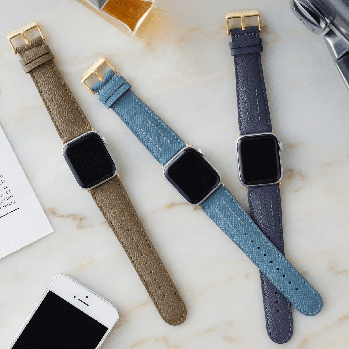 AppleWatch用カーフレザーバンド ペアセット