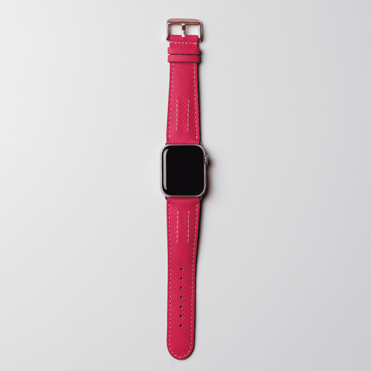 AppleWatchレザーバンド【38mm/40mm41mm】(色:ピンク×ホワイトピンク)時計付正面