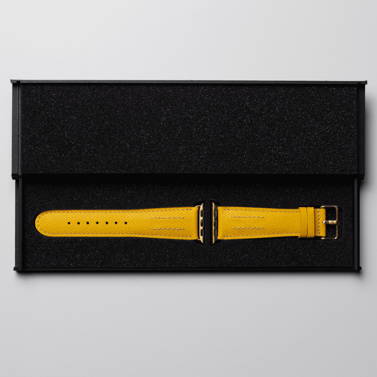AppleWatchレザーバンド【42mm/44mm/45mm】(色:イエロー×ホワイトパープル)箱入り