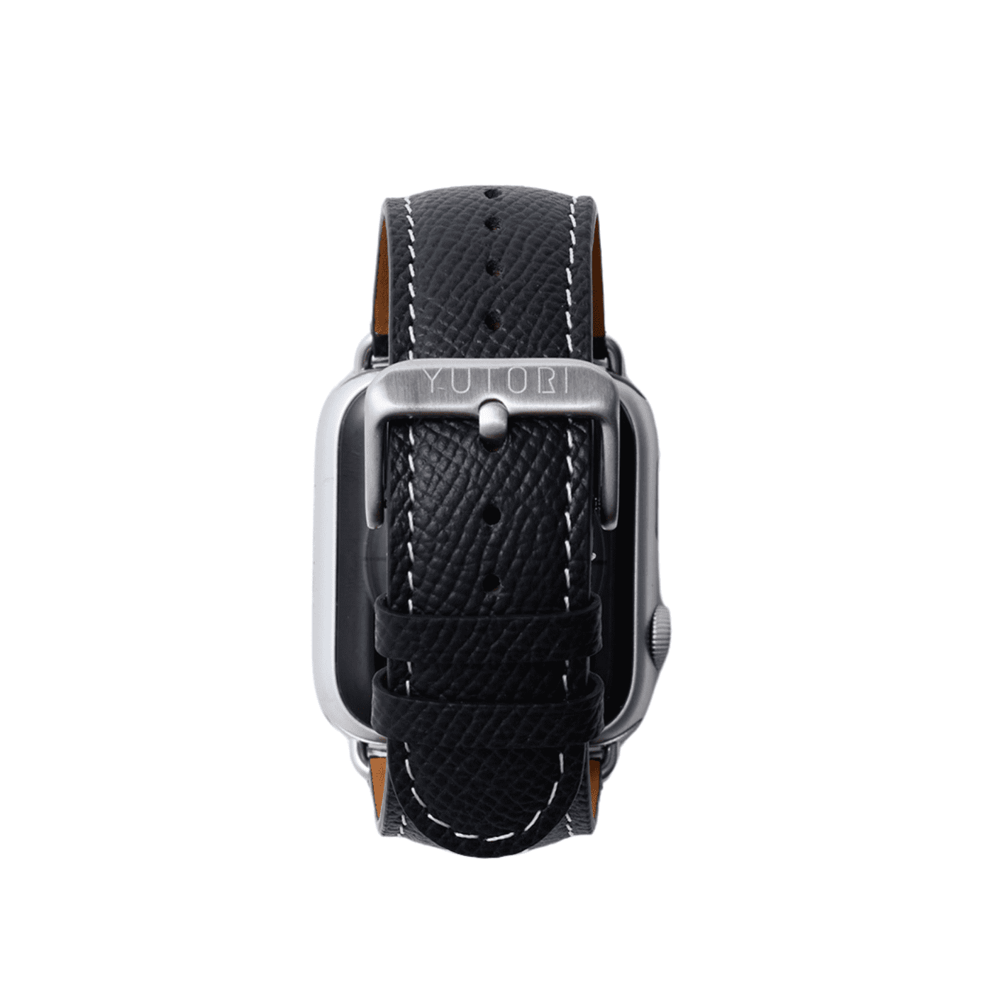 【YUTORI】AppleWatch用ラグジュアリーレザーバンド(色:ブラック、シルバー金具)背面