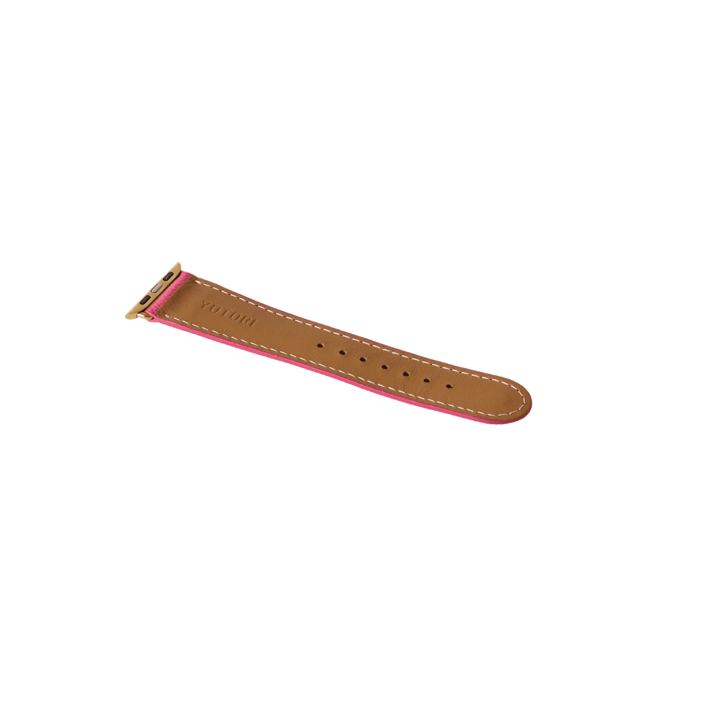 【YUTORI】AppleWatch用ラグジュアリーレザーバンド(色:ピンク、ゴールド金具)裏