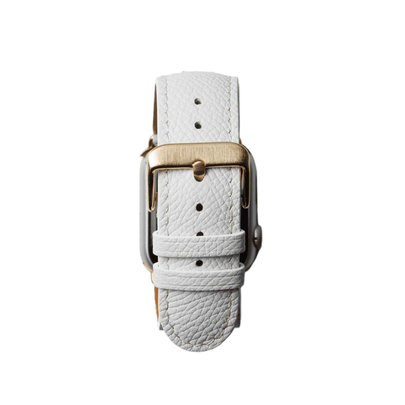 【YUTORI】AppleWatch用ラグジュアリーレザーバンド(色:ホワイト、ゴールド金具)背面
