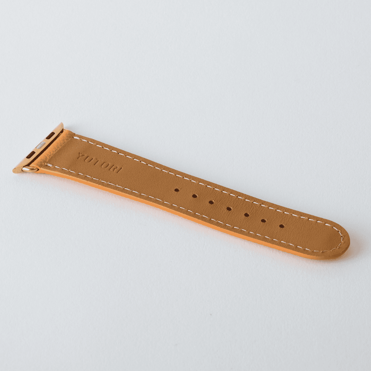 AppleWatchレザーバンド【42mm/44mm/45mm】(色:オレンジ×ゴールド)裏面