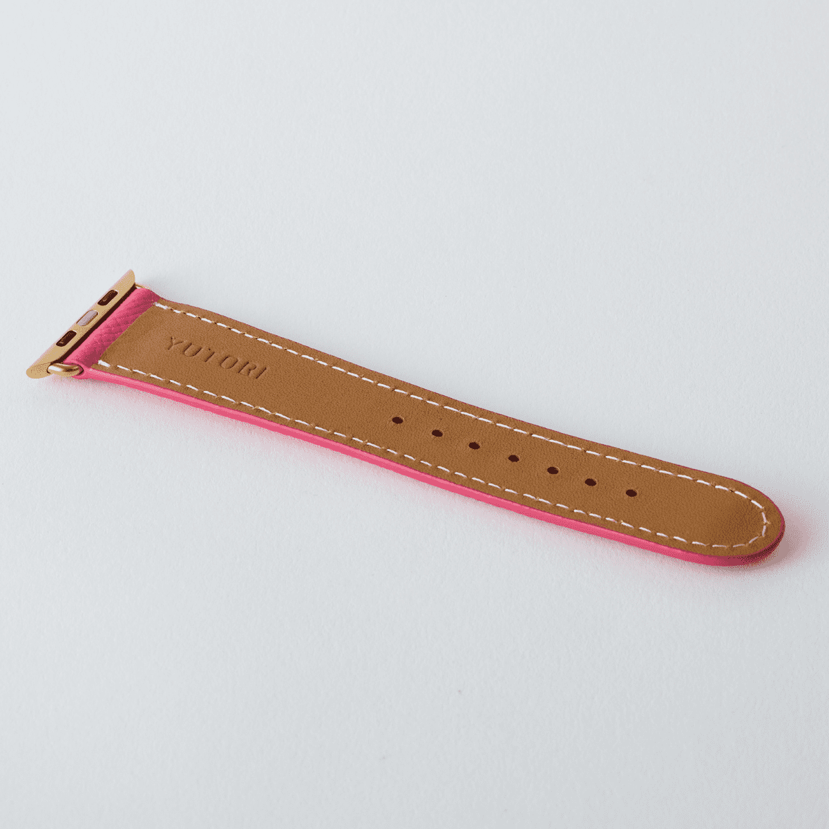 AppleWatchレザーバンド【42mm/44mm/45mm】(色:ピンク×ホワイトピンク)裏面