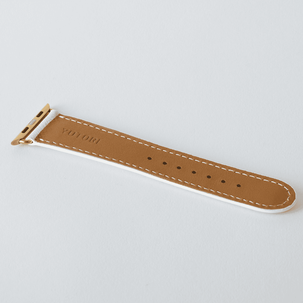 AppleWatchレザーバンド【42mm/44mm/45mm】(色:ホワイト×ピンク)裏面
