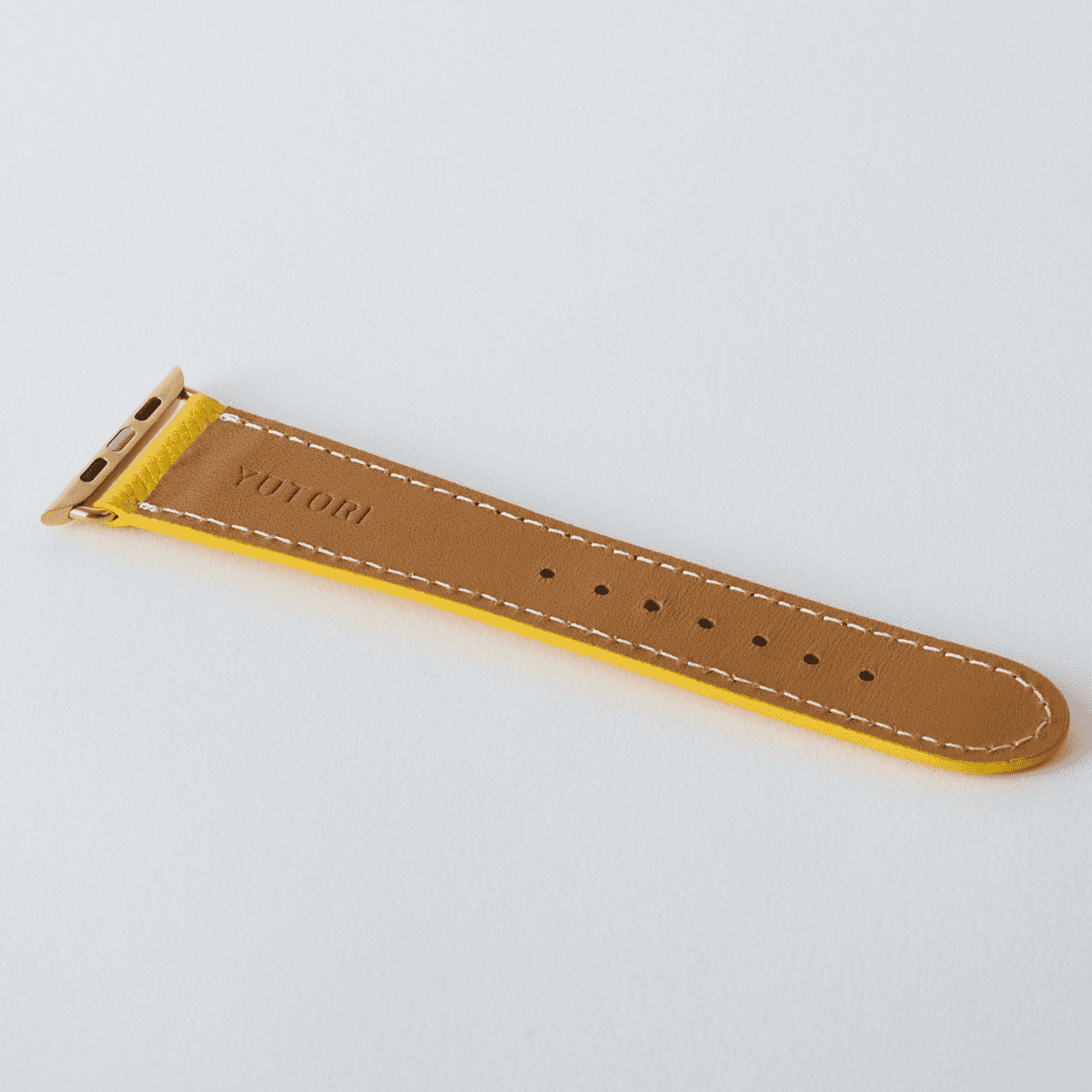 AppleWatchレザーバンド【42mm/44mm/45mm】(色:イエロー×ホワイトパープル)裏面