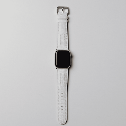APpleWatchレザーバンド【38mm/40mm/41mm】(色：ホワイト×ピンク)時計付正面