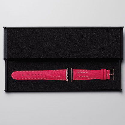 AppleWatchレザーバンド【38mm/40mm/41mm】(色：ピンク×ホワイトピンク)箱入り