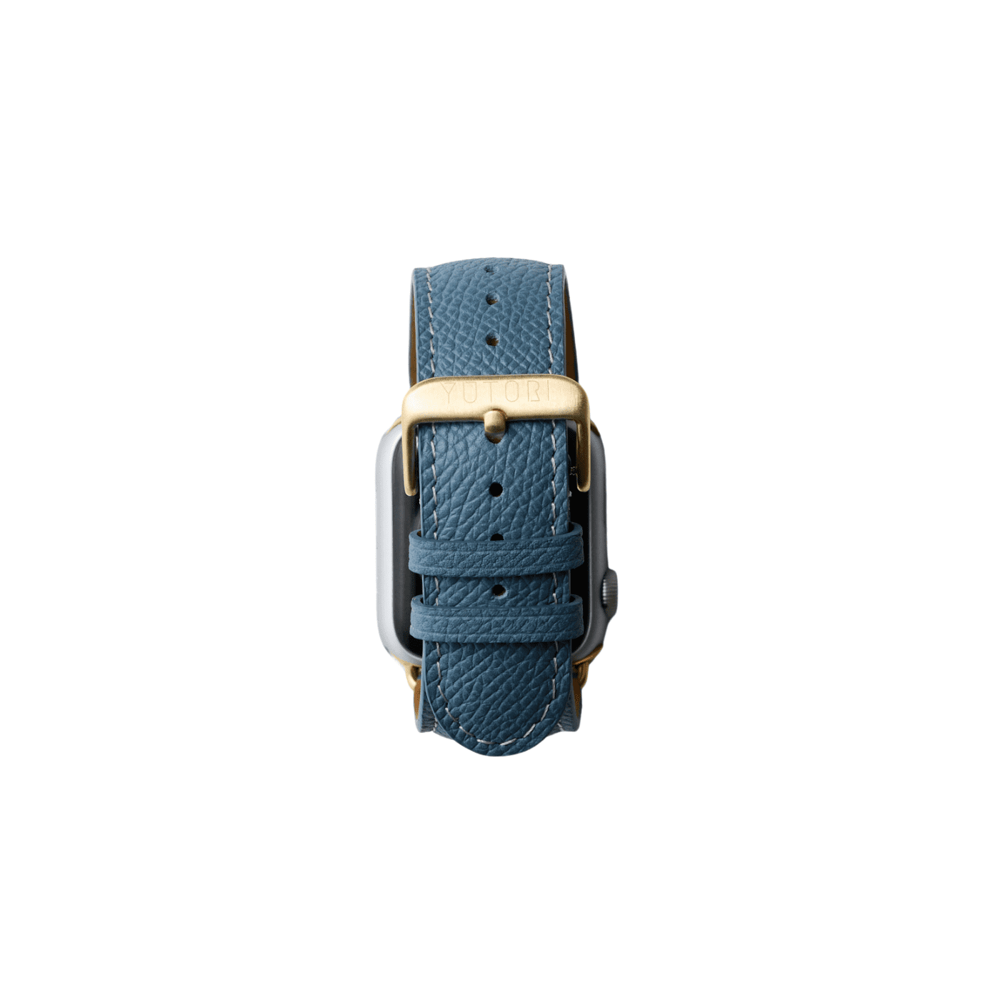 【YUTORI】AppleWatch用ラグジュアリーレザーバンド(色：ターコイズ、ゴールド金具)背面