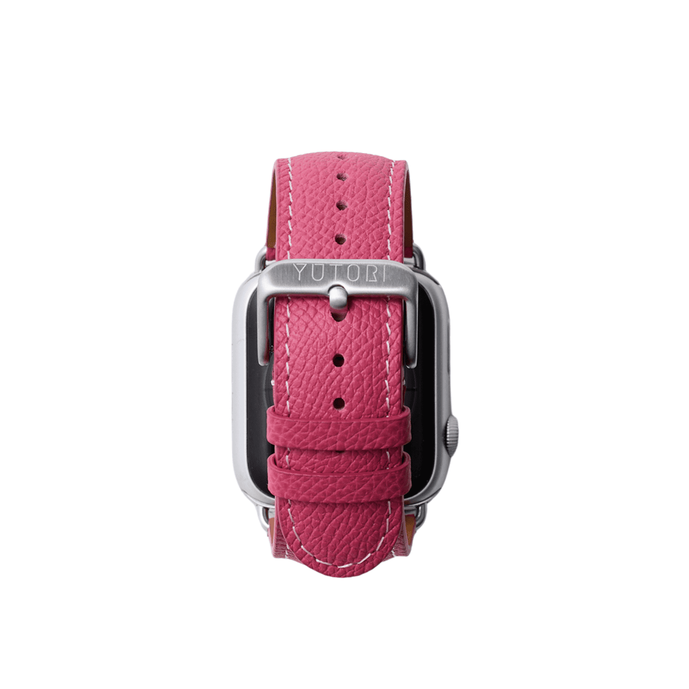 【YUTORI】AppleWatch用ラグジュアリーレザーバンド(色：ピンク、シルバー金具)背面