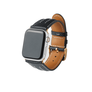 Apple Watch カーフレザーバンド(色：ブラック)