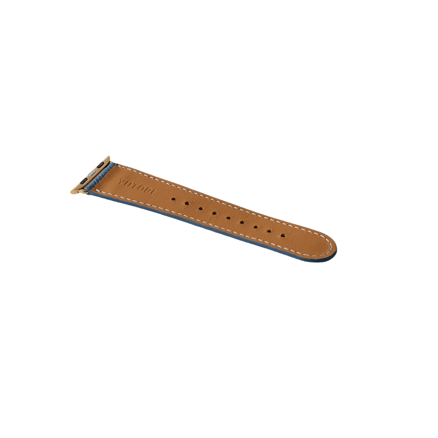 【YUTORI】AppleWatch用ラグジュアリーレザーバンド(色：ターコイズ、ゴールド金具)裏