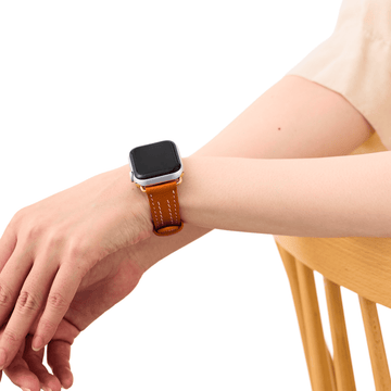 AppleWatch シェーブルレザーバンド(色：オレンジ)|AppleWatch用