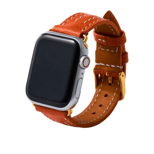 AppleWatch シェーブルレザーバンド(色：オレンジ)