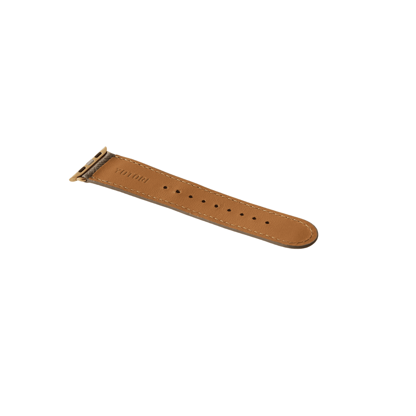 【YUTORI】AppleWatch用ラグジュアリーレザーバンド(色：トープ、ゴールド金具)裏